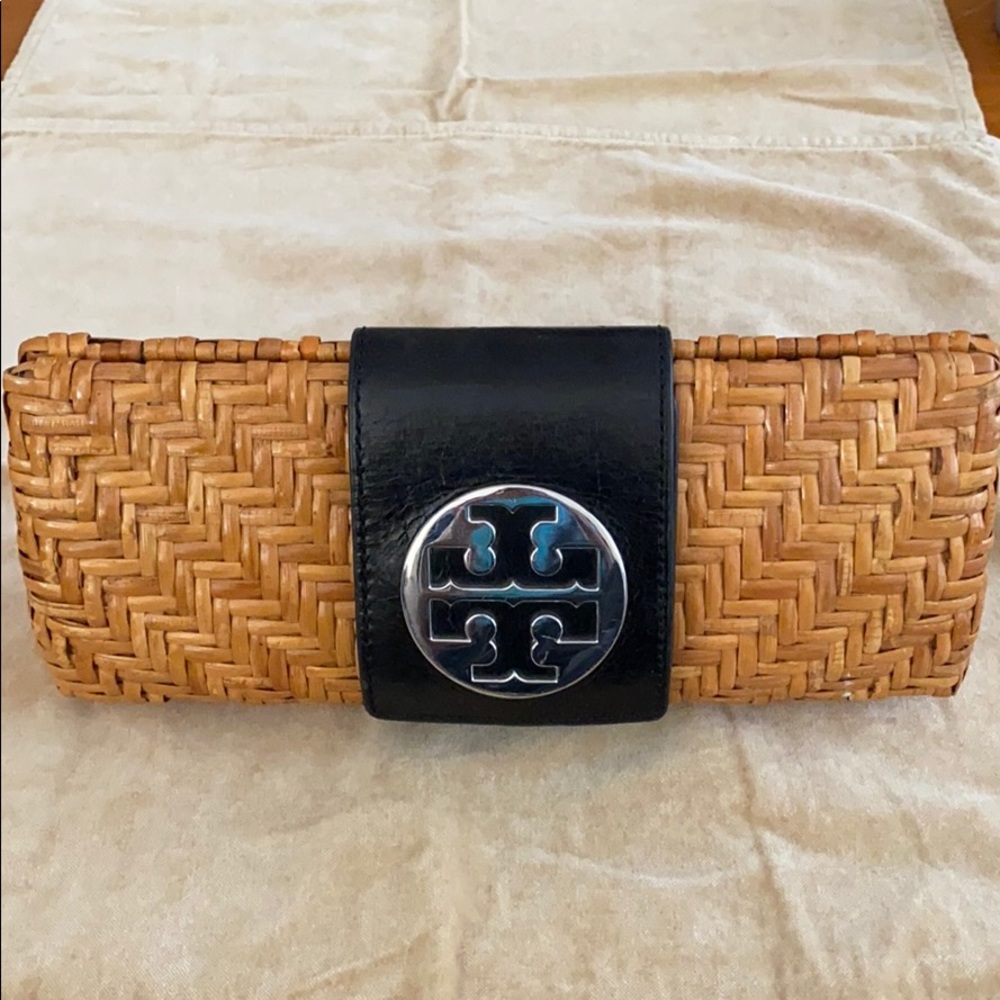 Tory Burch Rattan & Leather Cluch